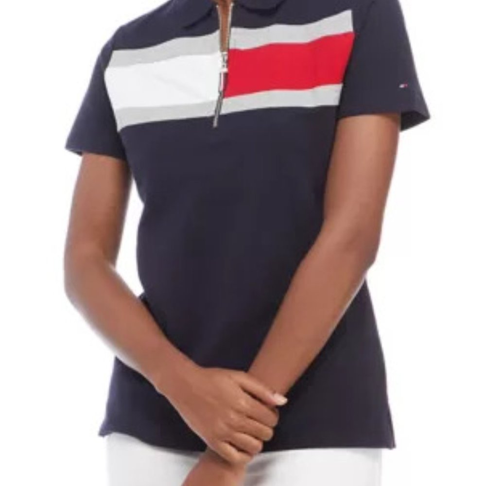 Tommy Hilfiger Women's Zip Flag Polo Shirt Size L